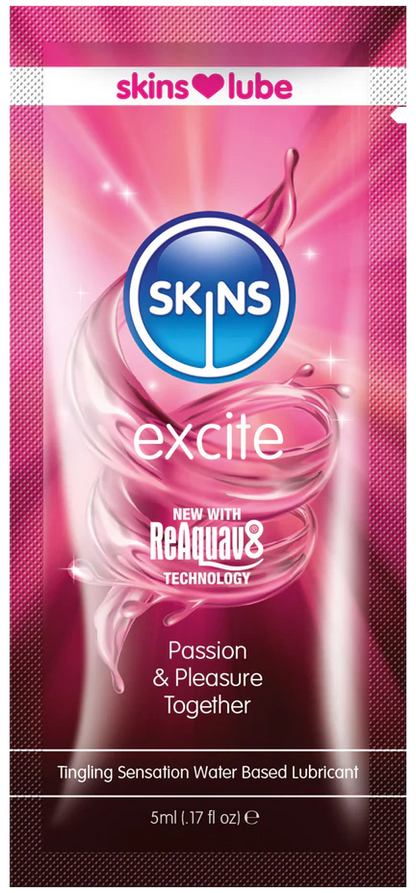 Skins Excite Tingling Water Based Lubricant - 5ml Foil