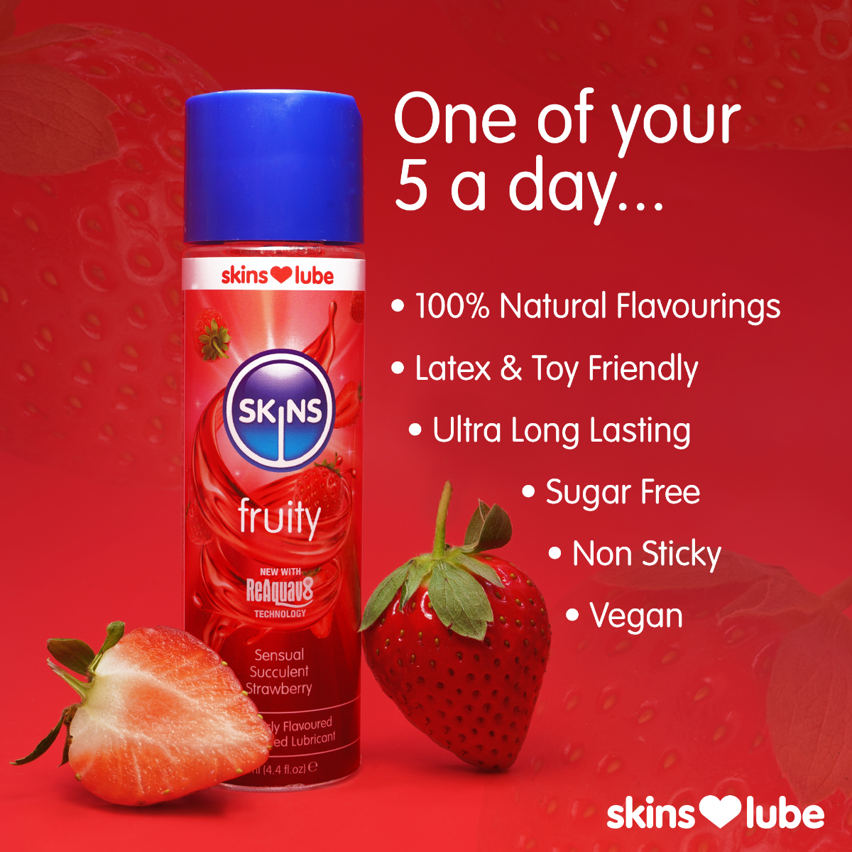 Skins Strawberry Water Based Lubricant - 5ml Foil - Image 3